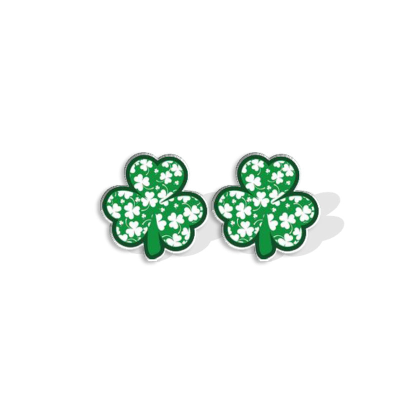 Wholesale St. Patrick's Day Shamrock Heat Shrink Sheet Acrylic Earrings
