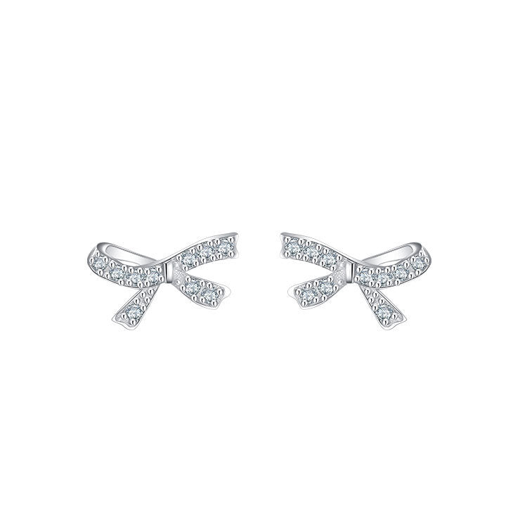 Wholesale 925 Sterling Silver Zircon Bow Earrings