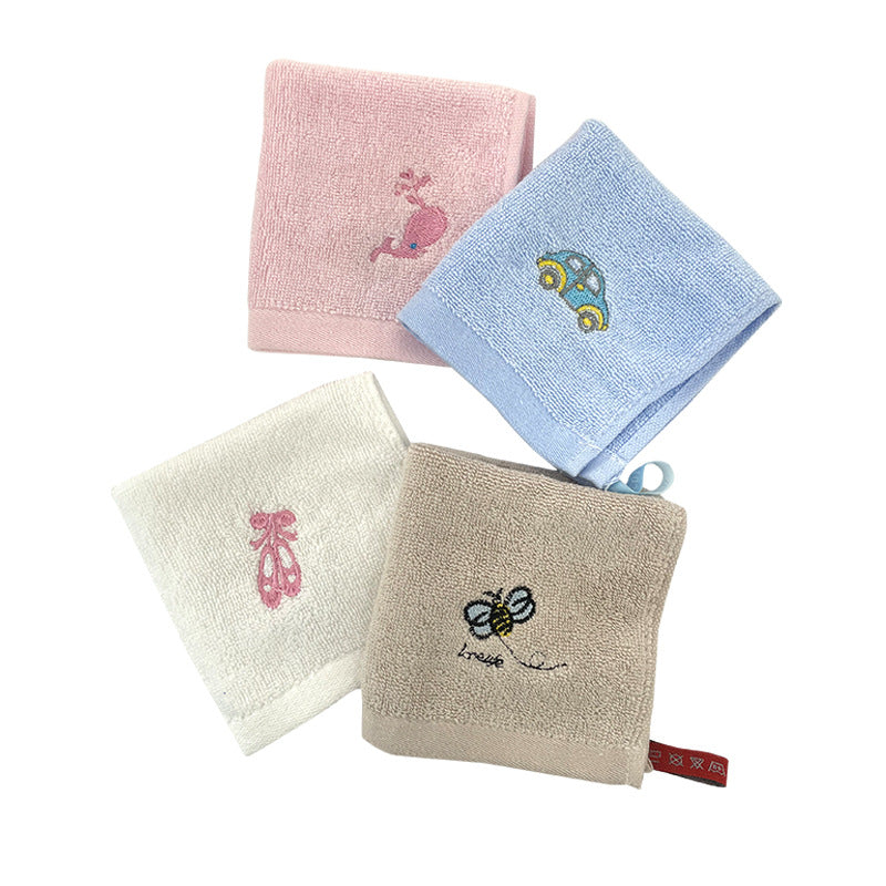 Wholesale cotton embroidered square towel 25*25 kindergarten early education class wipe hand wash face small square towel saliva Towel