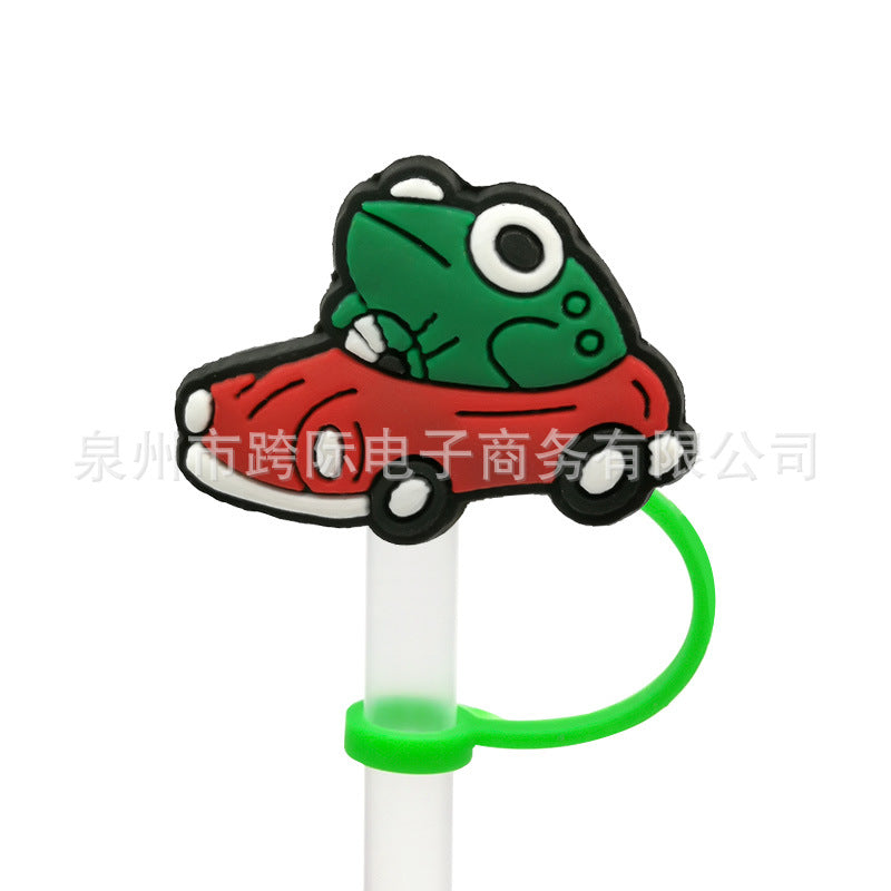 Wholesale 10 pcs Cartoon frog series straw cover straw cap silicone dust plug