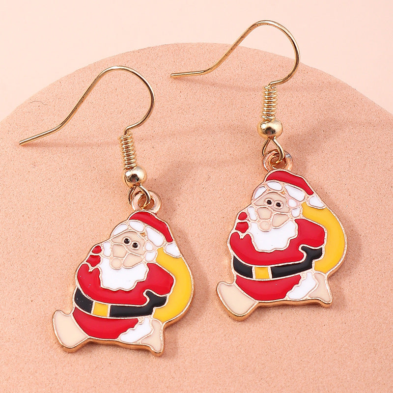Wholesale Christmas Elk Santa Claus Snowman Christmas Tree Alloy Earrings Set