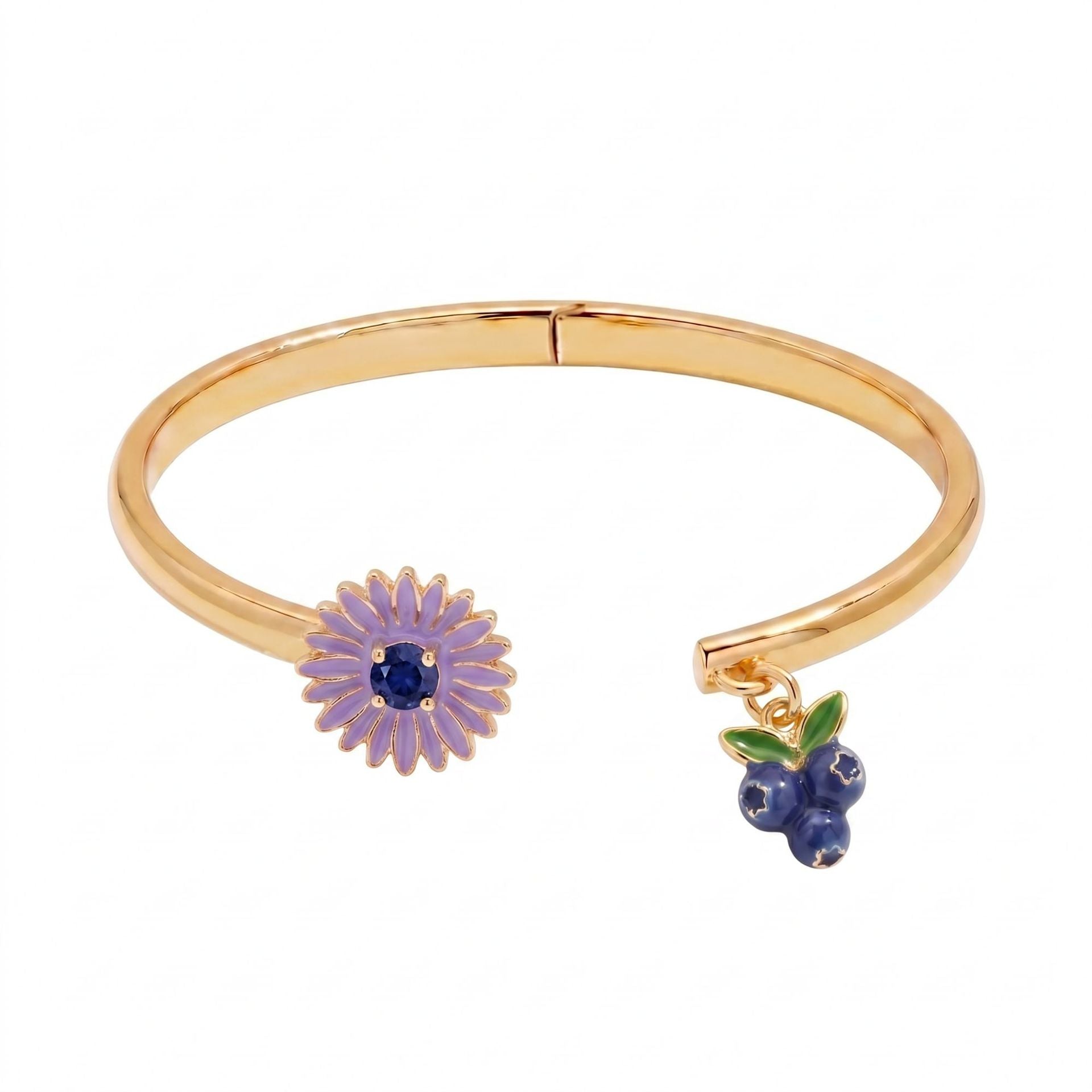 Wholesale Enamel Fruit Open Bangle Bracelet Gold Plated With Pomegranate Strawberry Cherry Watermelon Motifs Women S Fashion Jewelry Gift