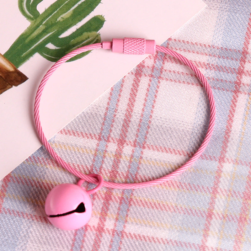 Wholesale Stainless Steel Wire Rope Candy Color Small Bell Paint Keychain
