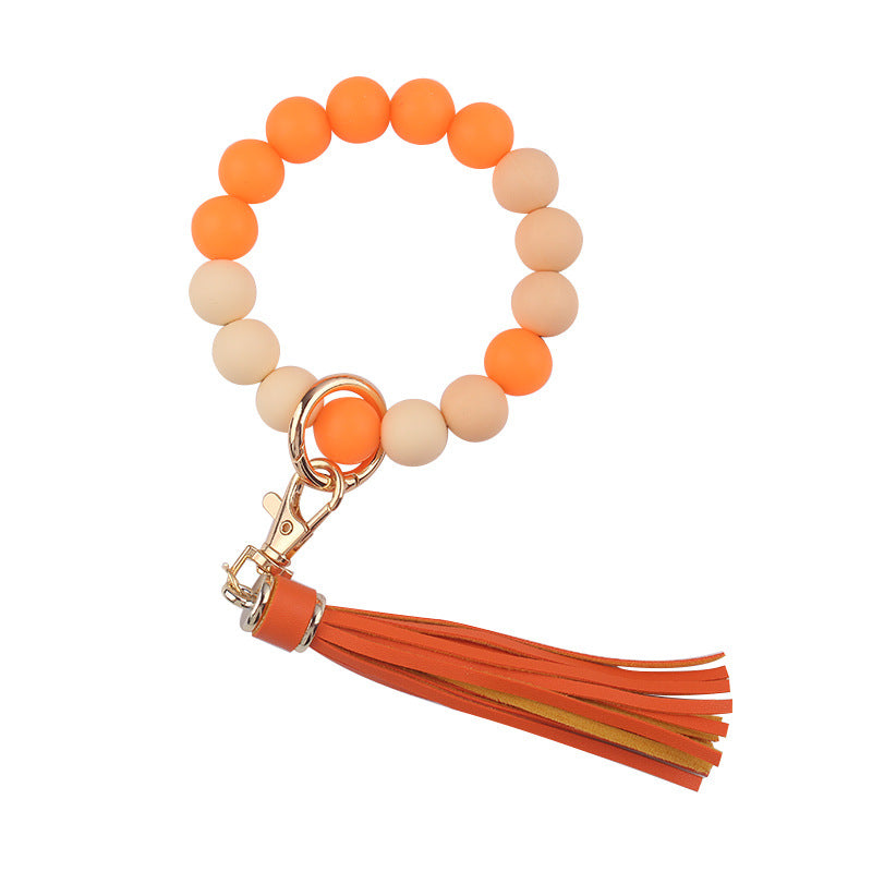 Wholesale Cartoon Solid Color Silicone Beaded Wrist Keychain
