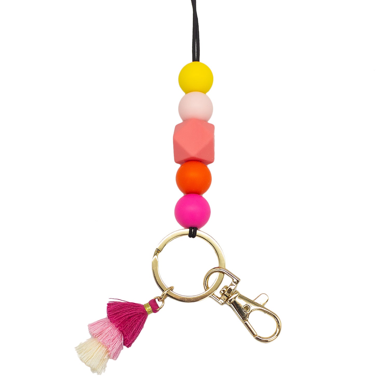 Wholesale Cartoon Silicone Soft Glue Beaded Tassel Lanyard Keychain