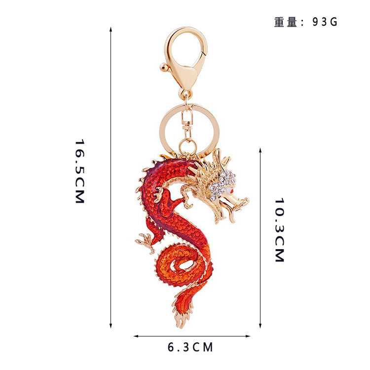 Wholesale Chinese Style Animal Zodiac Dragon Alloy Rhinestone Keychain