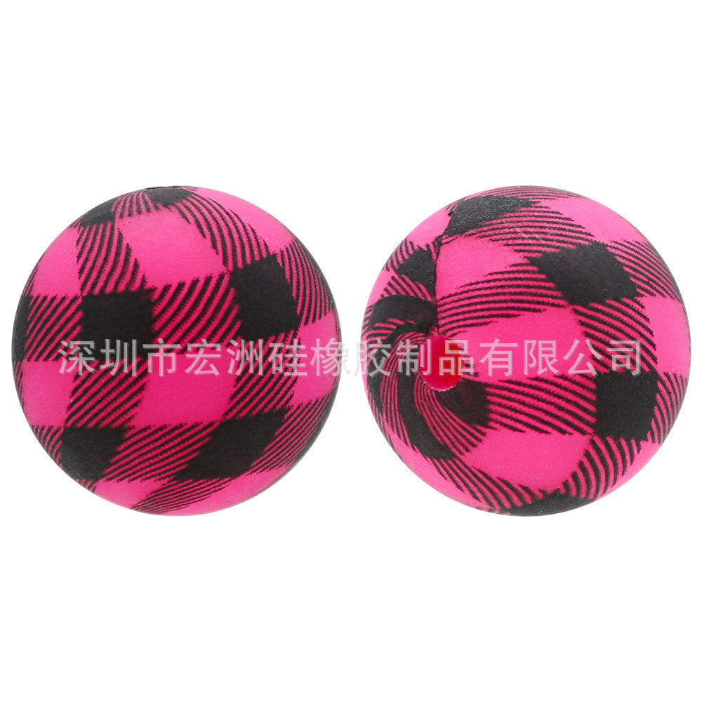 Wholesale 10pcs/pack Plaid Watermark Food Grade Silicone  DIY Round Beads