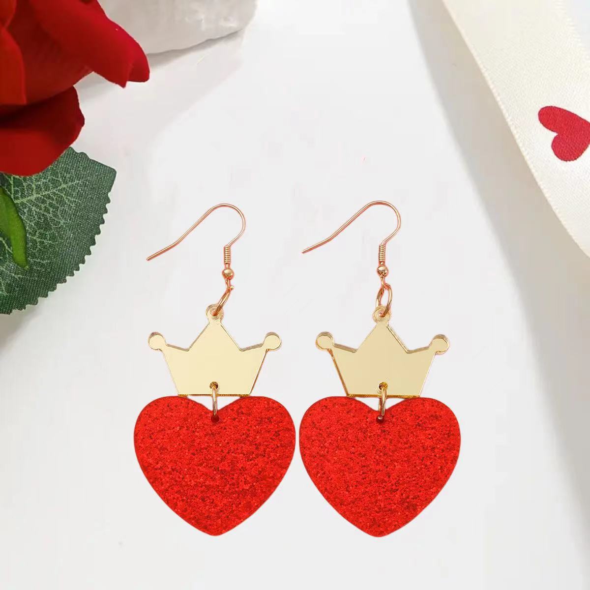 Wholesale  Valentine' s Day Love  Peach Heart Earrings Jewelry Ladies