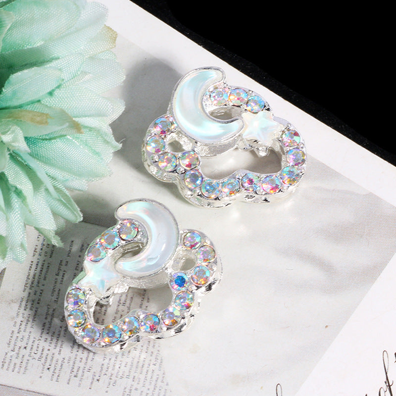 Wholesale 3pcs Fully Diamond Auspicious Cloud Star Moon Crystal Beads