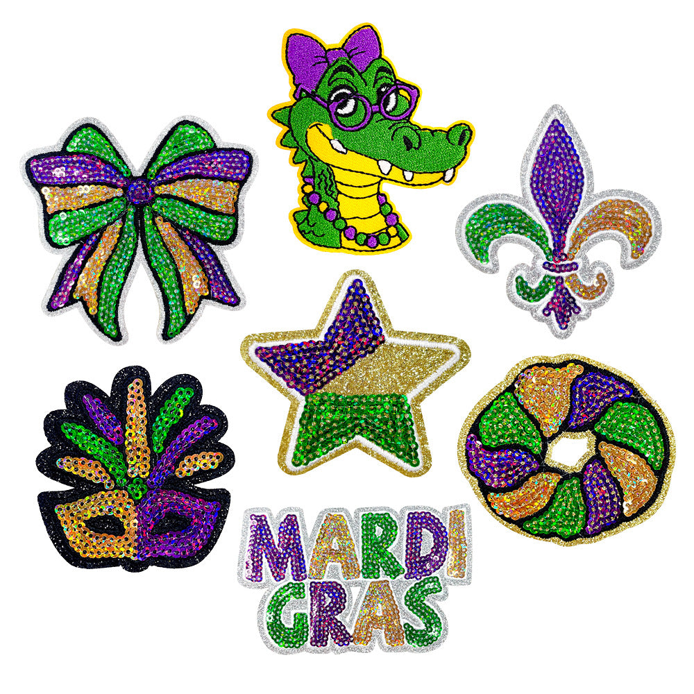 Wholesale Embroidered Iron On Patch New Orleans Carnival King Cake Mask Design Party Coat Decoration Fashion Accessory