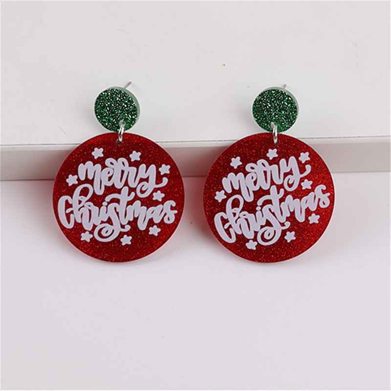 Wholesale Christmas Dinosaur Snowflake Acrylic Earrings
