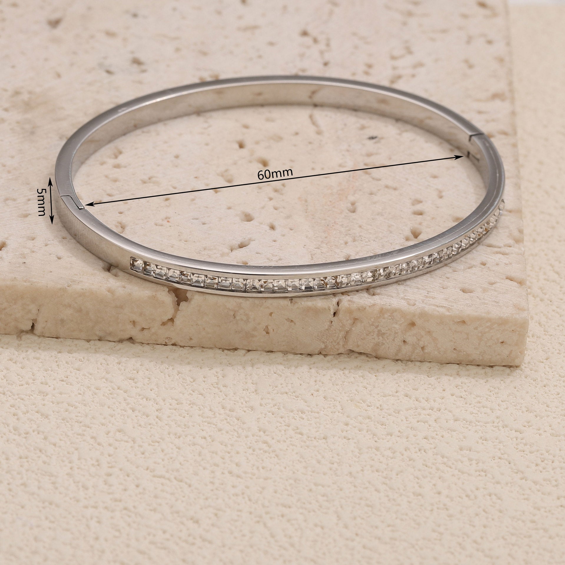 Wholesale Stainless Steel Slim Waist Bracelet with Diamond Inlay
