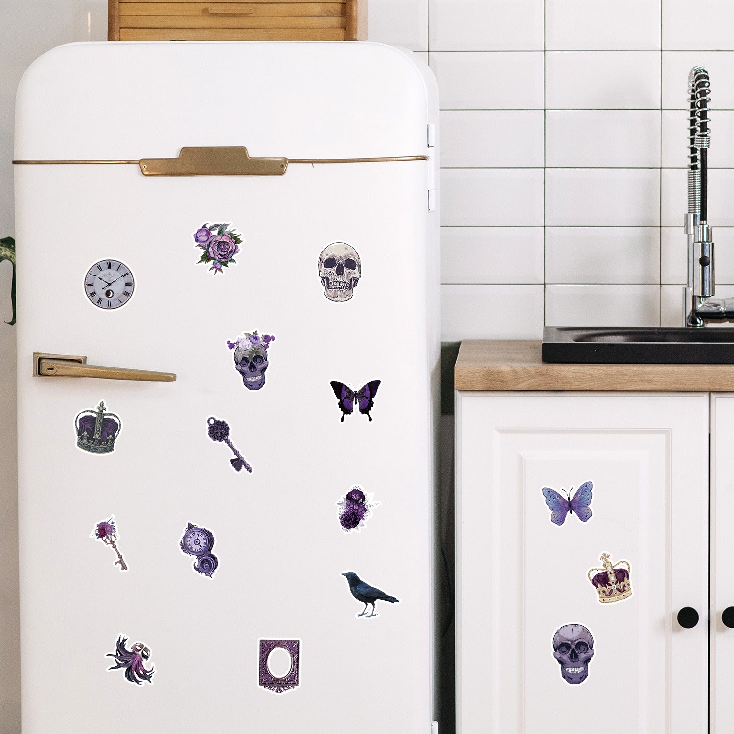 Wholesale 50 pieces of violet series graffiti stickers creative diary stickers.