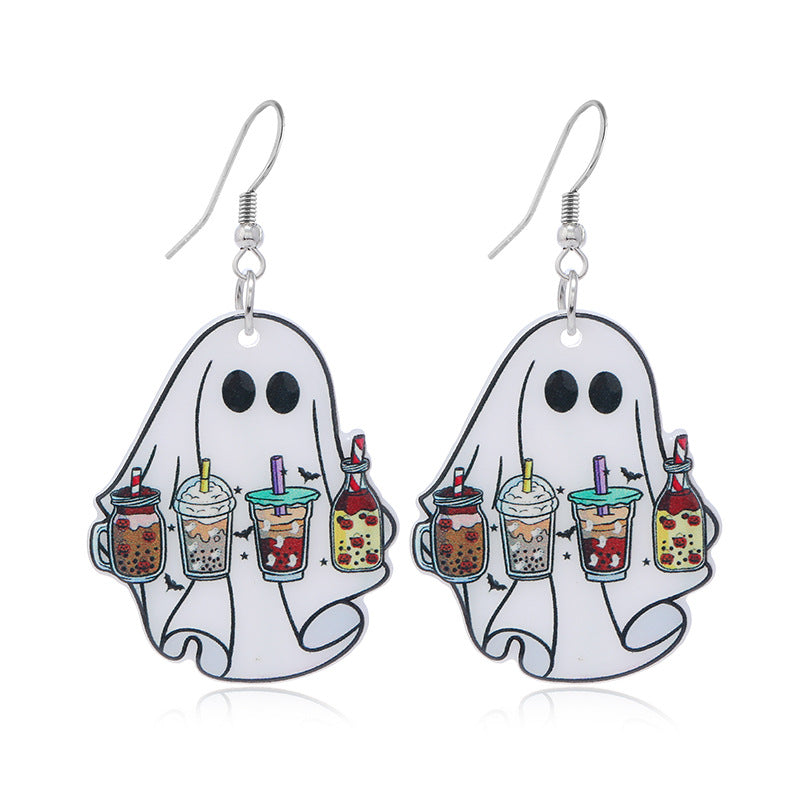 Wholesale Halloween Funny Cool Girl Ghost Wind Acrylic Personality Earrings