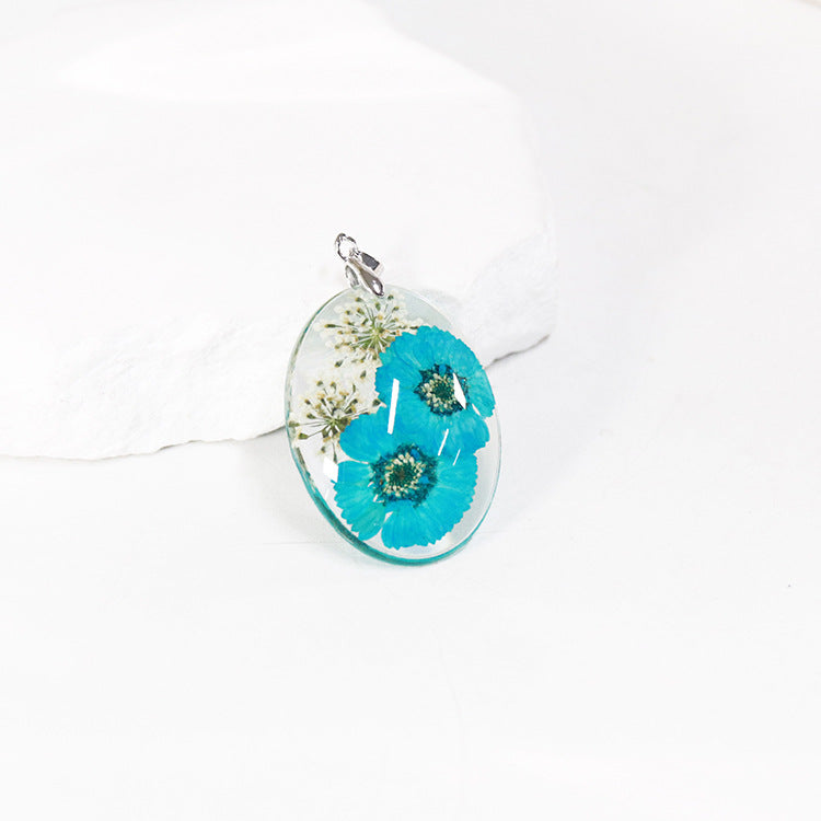 Wholesale 6pcs Resin Dried Flower Real Flower Pendant Necklace Earring Accessories