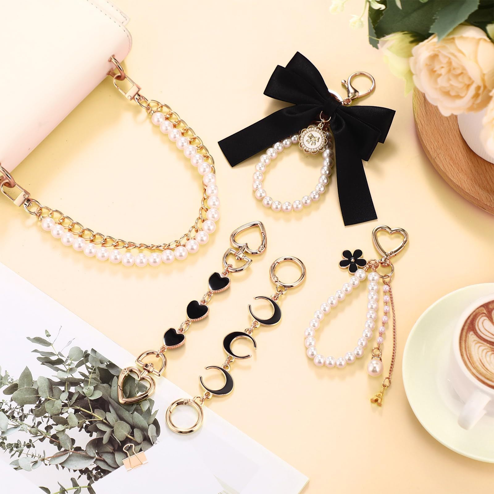 Wholesale Butterfly Knot Bead Pearl Love Moon Metal Keychain