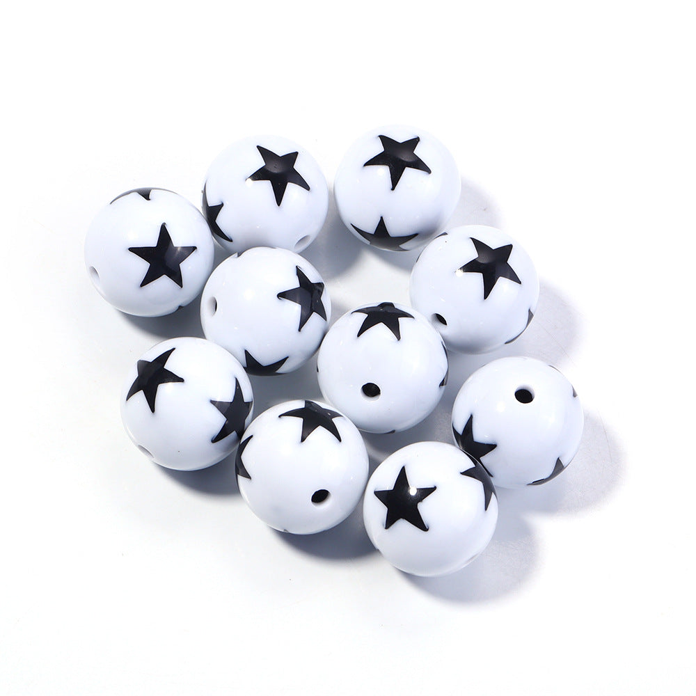 Wholesale 20pcs Painted double-sided heart-shaped pentagram Acrylic Beads