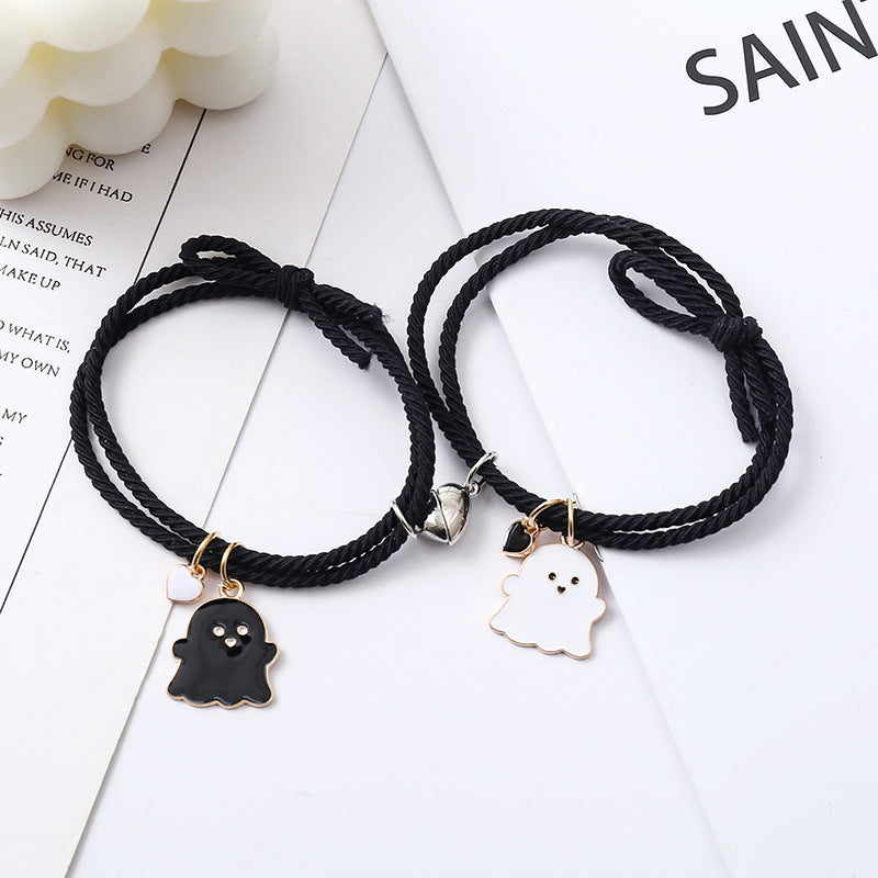 Wholesale Black and white ghost couple love magnet bracelet