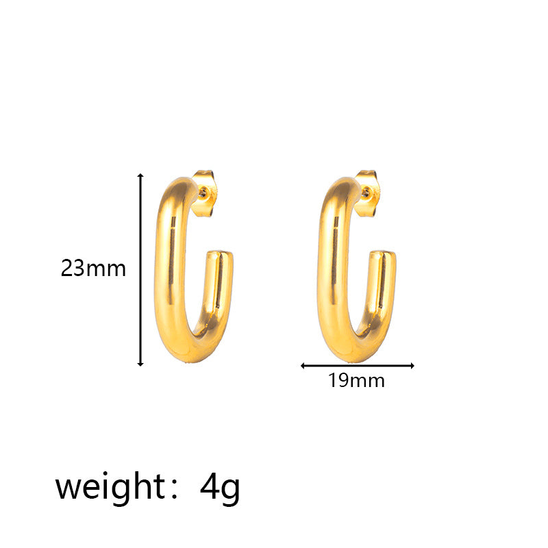 Wholesale C-Shaped Hollow Hook Exaggerated Stainless Steel Earrings
