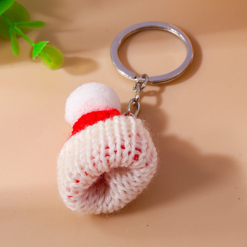 Wholesale Christmas Hat Creative Christmas Knitted Hat Pendant Plush Keychain