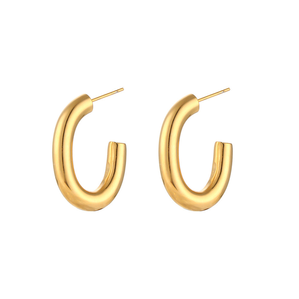 Wholesale Titanium Steel Stainless Steel Plated 18K Solid Glossy Earrings