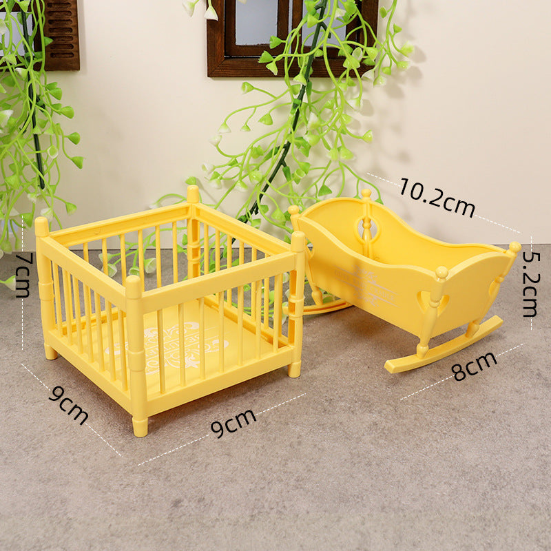 Wholesale miniature model furniture cradle crib surround bed Doll Accessories