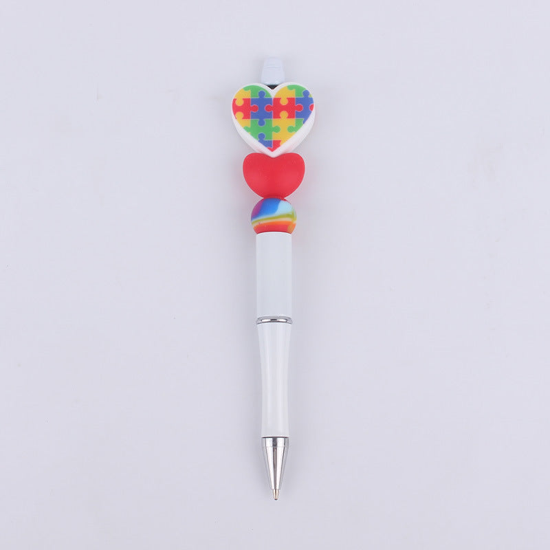 Wholesale Cartoon Love Series Beadable Silicone Beaded Ballpoint Pen