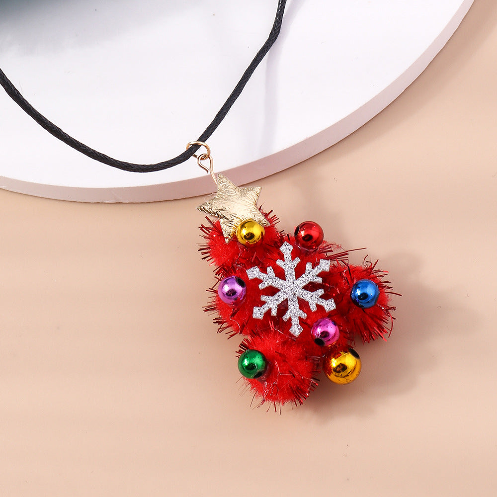 Wholesale Christmas Ornaments Plush Christmas Tree Plastic Necklace Sweater Chain