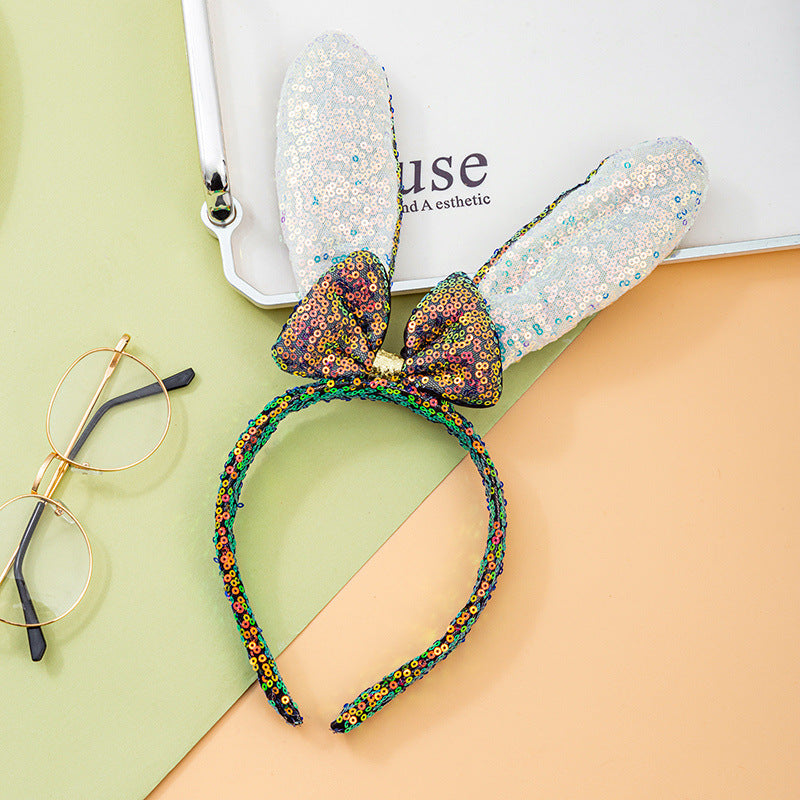 Wholesale New Magic Sequins Rabbit Ears Cute Sweet Hair Band Hair Accessories Korean Cartoon Children's Day Performance Headwear