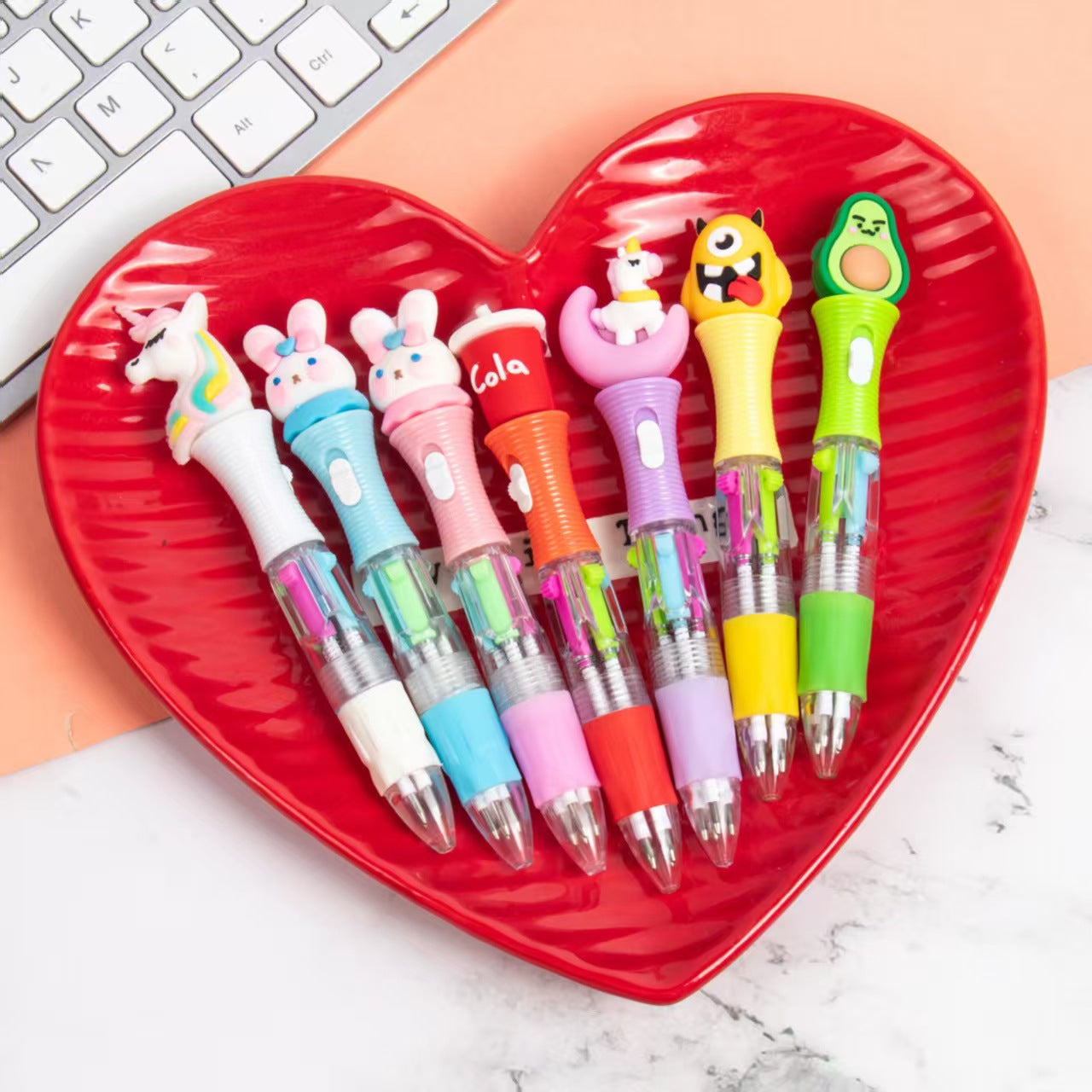 Wholesale 2pcs  Supply Cartoon Mini Four Color Pen special