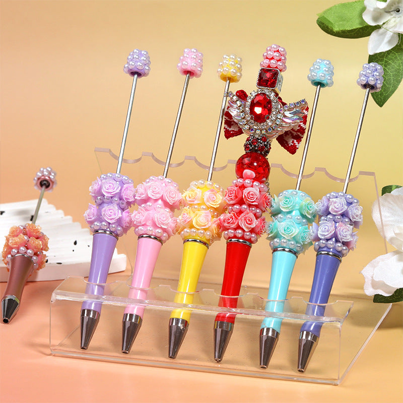 Wholesale 5pcs Heavy industry rose-shaped ballpoint pen Beadable Pen