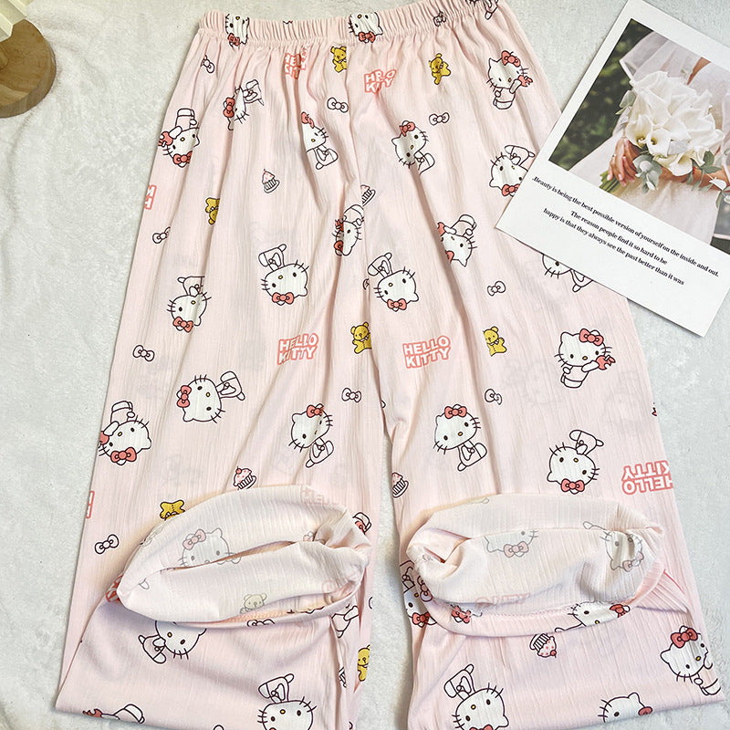 Wholesale Plaid Casual Wide-leg Women's Summer Pajama Pants High Waist Straight Loose Walking Pants