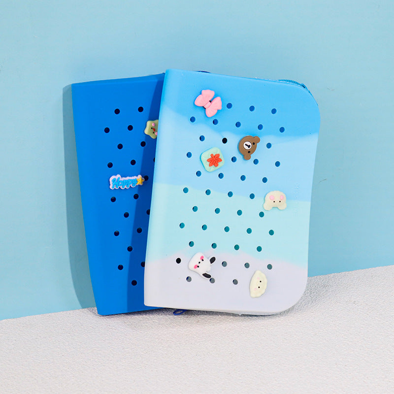 Wholesale Hole Silicone Multi-color DIY Creative Student Portable Non-deformable Stationery Pencil Bag