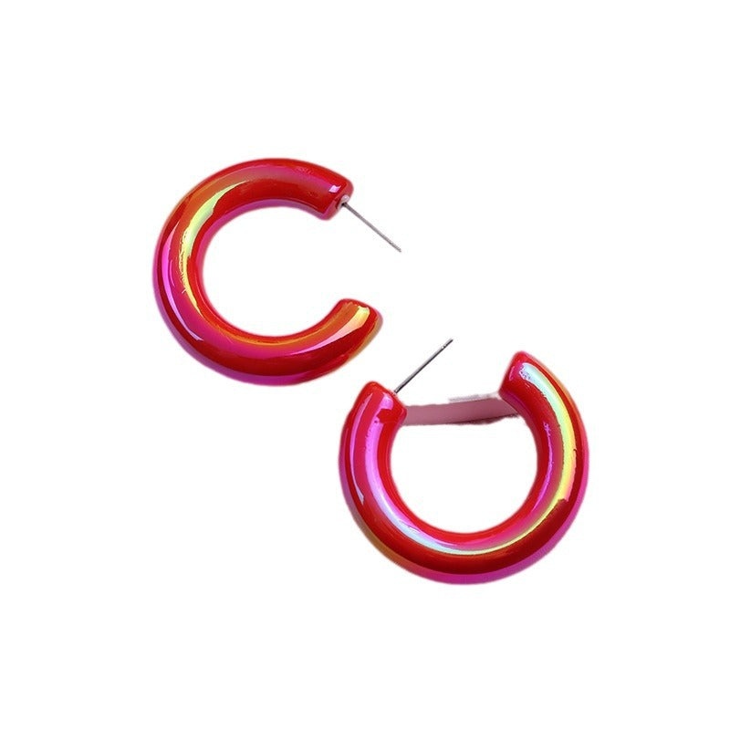 Wholesale 2pairs/pack Fantasy Fluorescent Color C-ring Acrylic Earrings