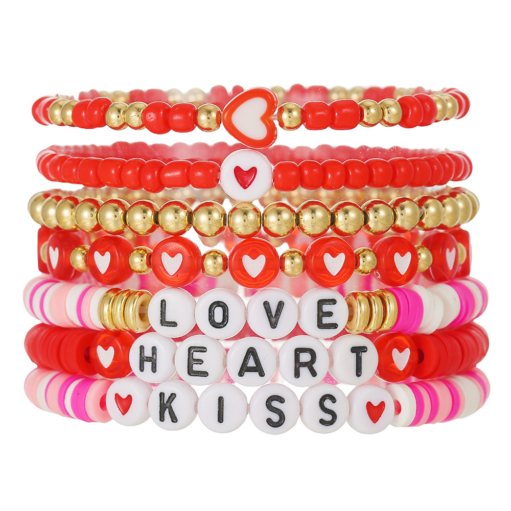 Wholesale Valentine' s Day Love Stacked Letter clay bead bracelet
