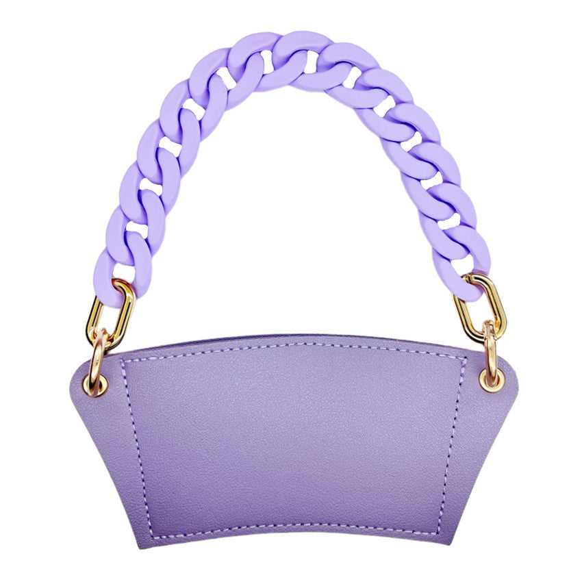 Case de cuero de cuero de taza de café de cadena acrílica al por mayor