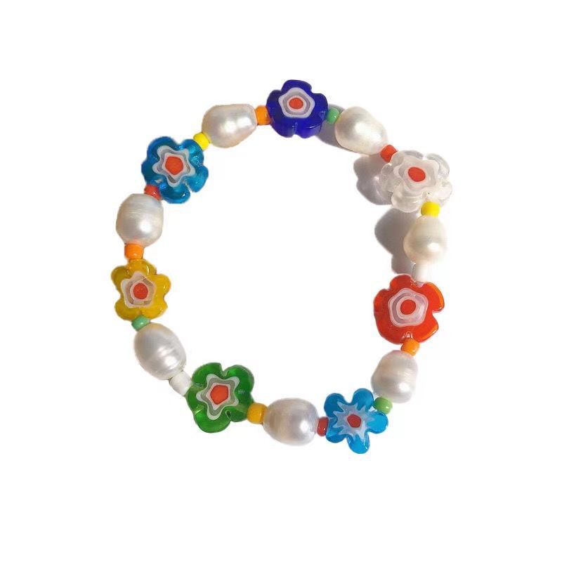 Wholesale Colorful Flowers Handmade Beaded Glass Pearl Bracelet