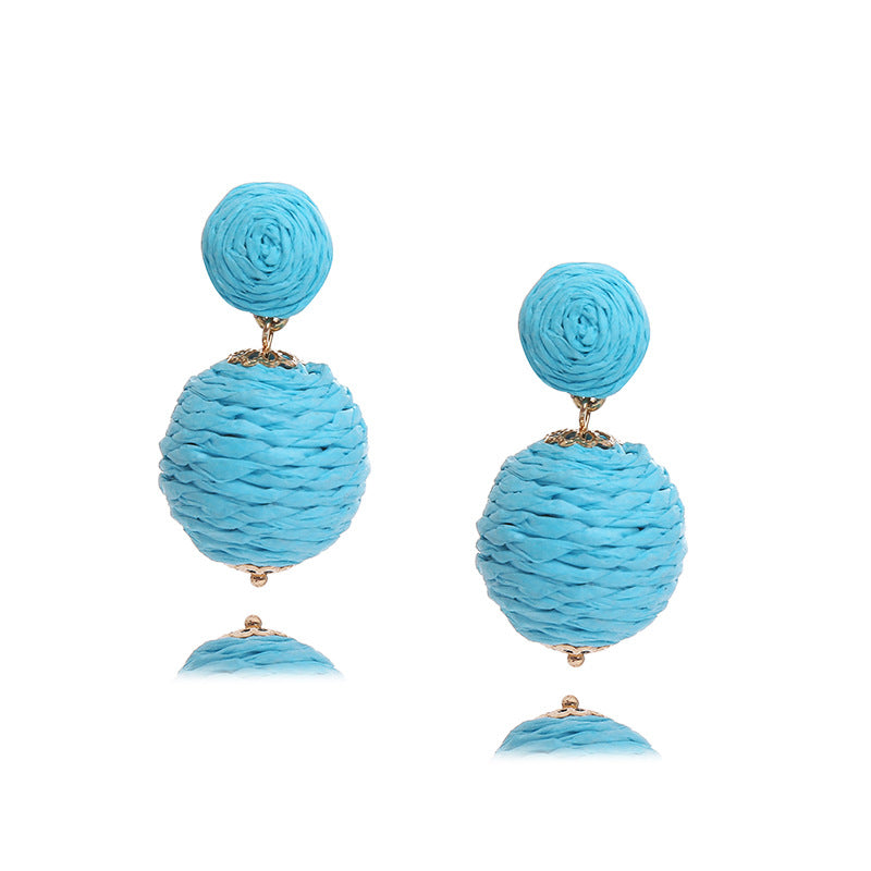 Wholesale Bohemian Handmade Wrap Ball Stud Earrings