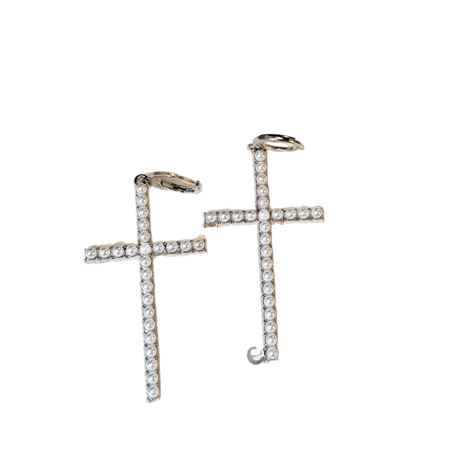 Wholesale Diamond and pearl cross Easter Blingbling Earrings