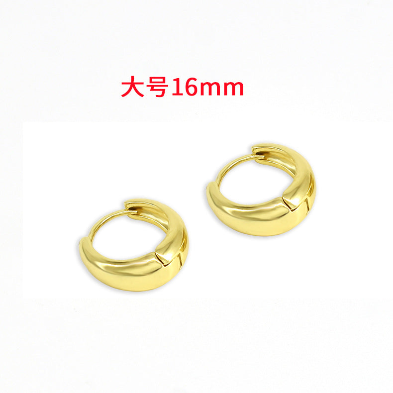 Wholesale Smooth European and American Fashionable Versatile Simple Copper Gold-plated Earrings