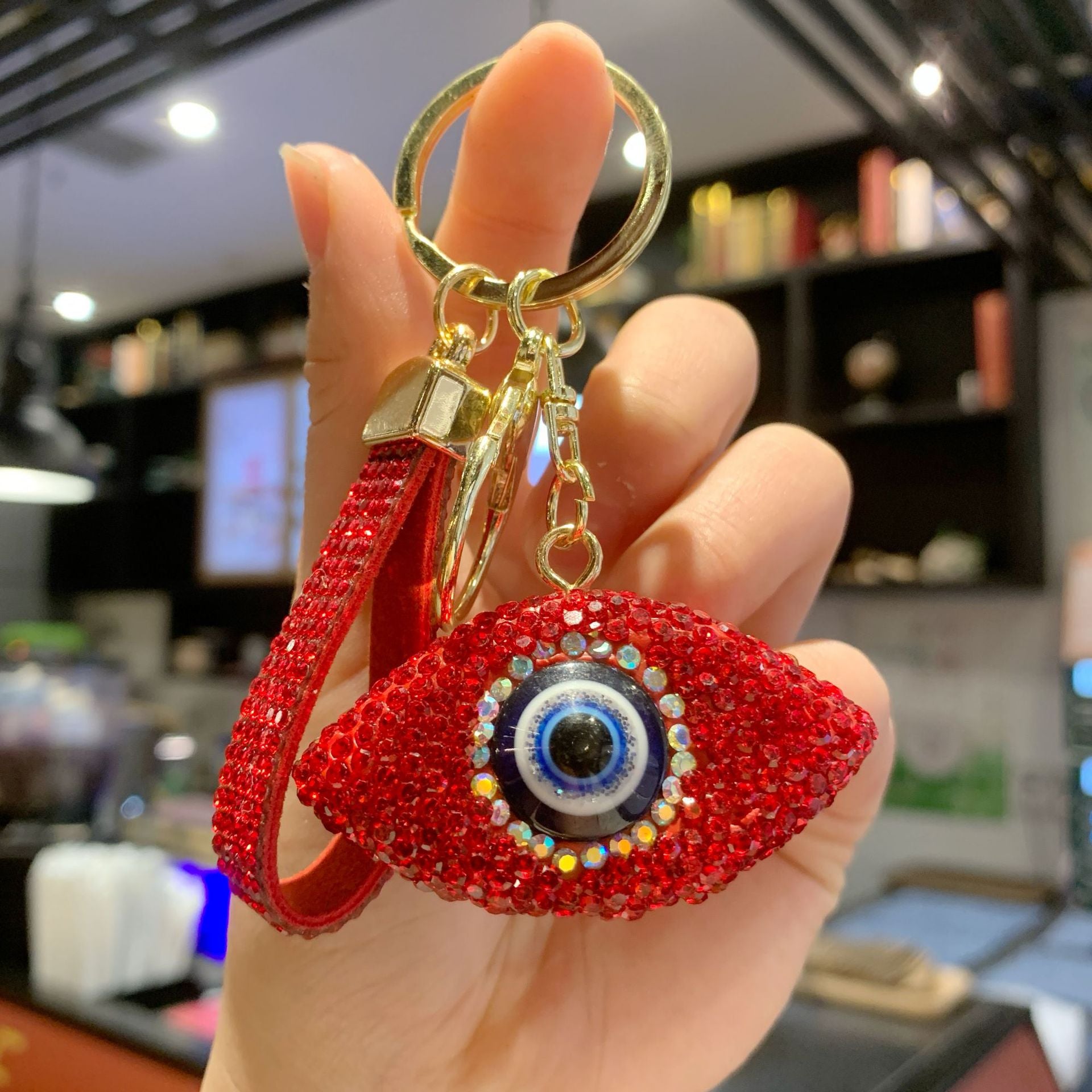 Wholesale Full Rhinestone Demon Eye Keychain