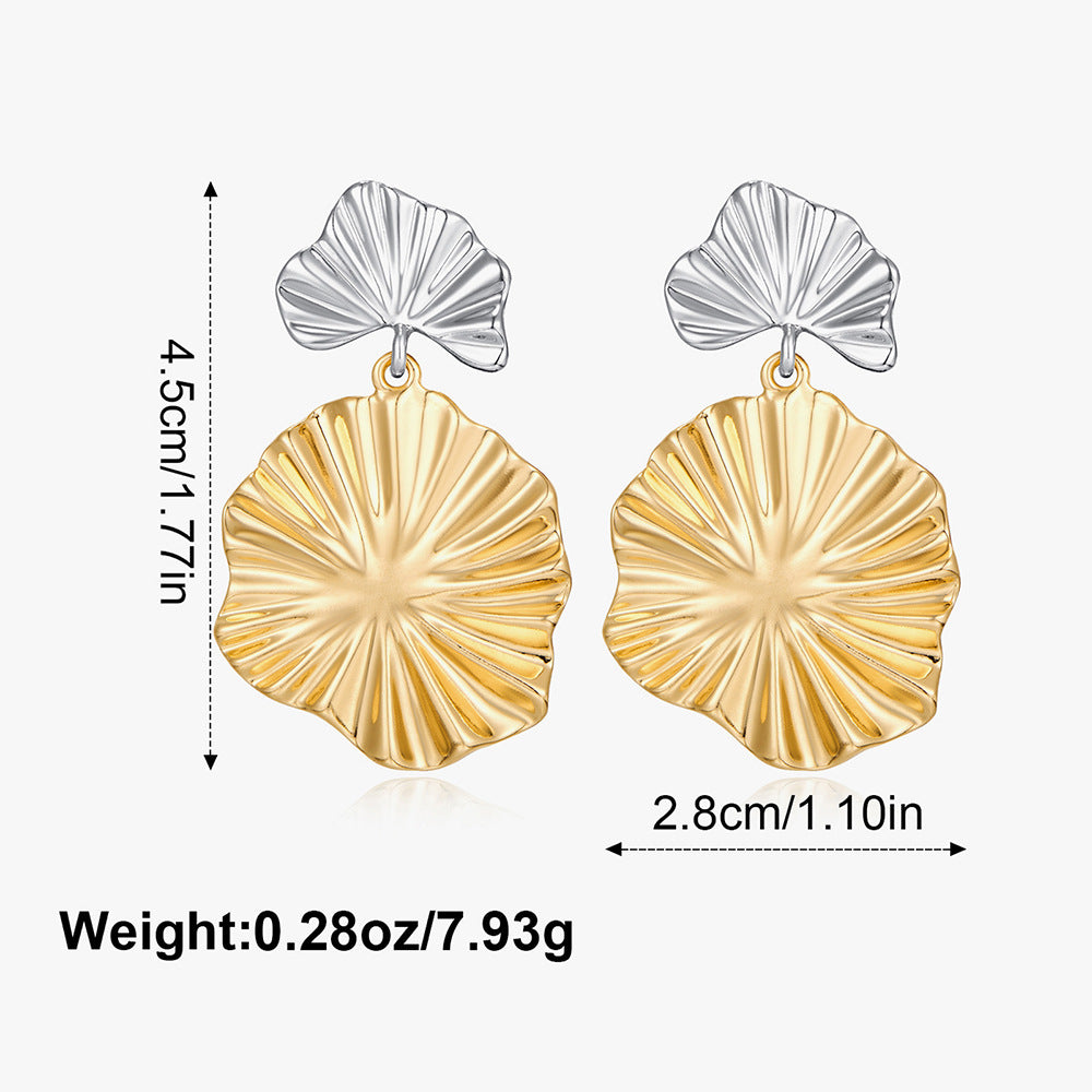 Wholesale Golden Ginkgo Leaf Alloy Leaf Earrings