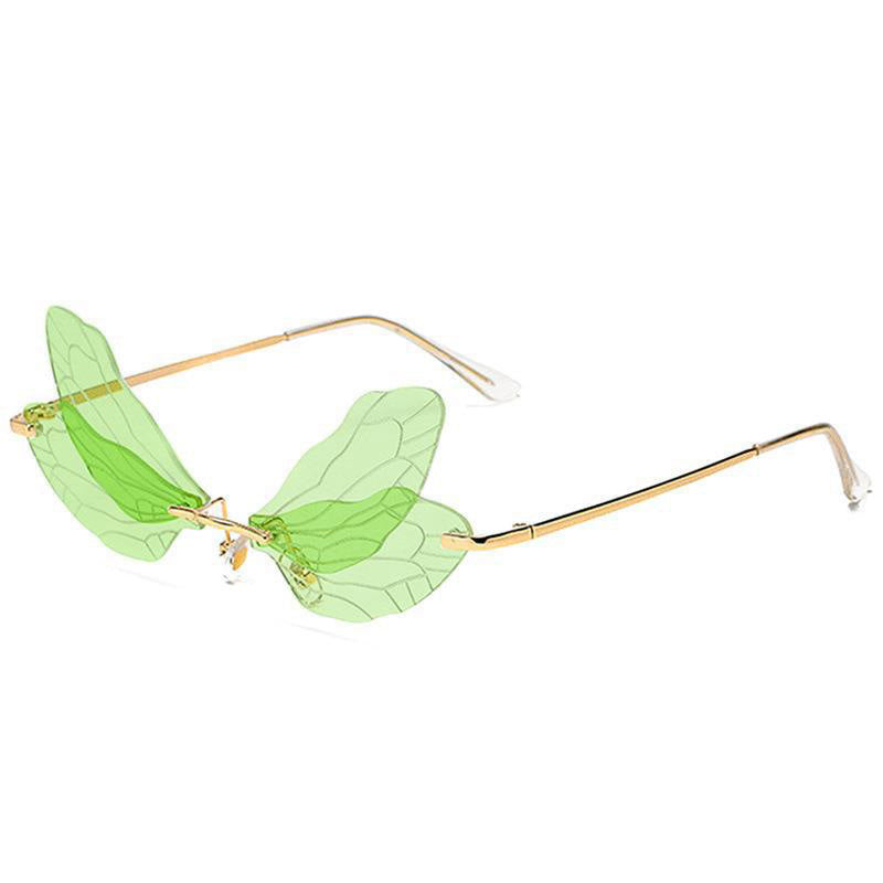 Wholesale Dragonfly Wing Shape Frameless PC Sunglasses