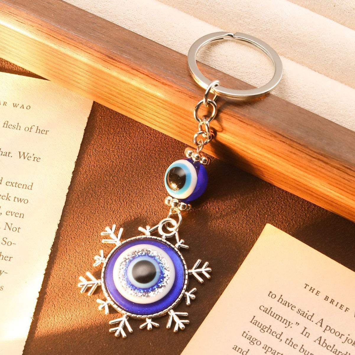 Wholesale Evil Eye Retro Compass Moon Snowflake Keychain