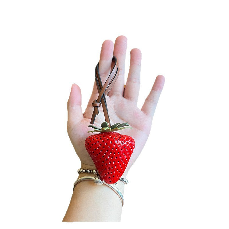 Wholesale Strawberry 3D Resin Cute Phone Lanyard Keychain