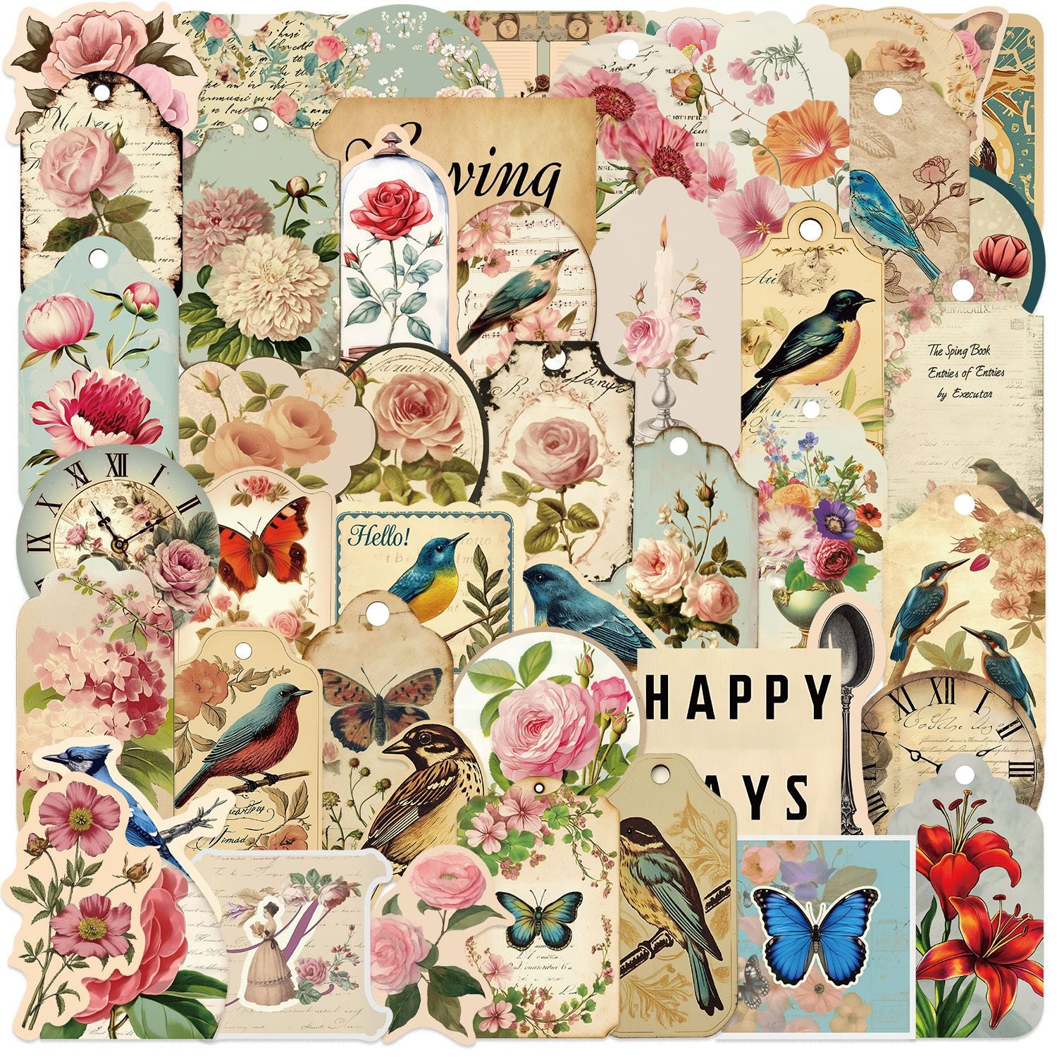 Wholesale 50pcs vintage multiple artistic patterns Waterproof Vinyl Stickers