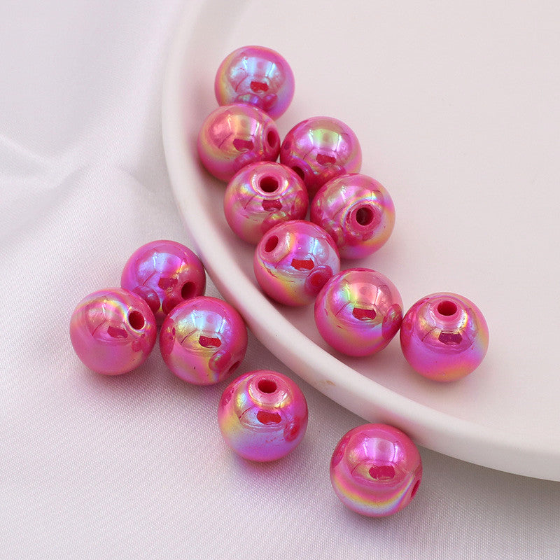 Wholesale 20pcs DIY Jewelry Accessories 14mm Acrylic AB Color Straight Hole Round Beads