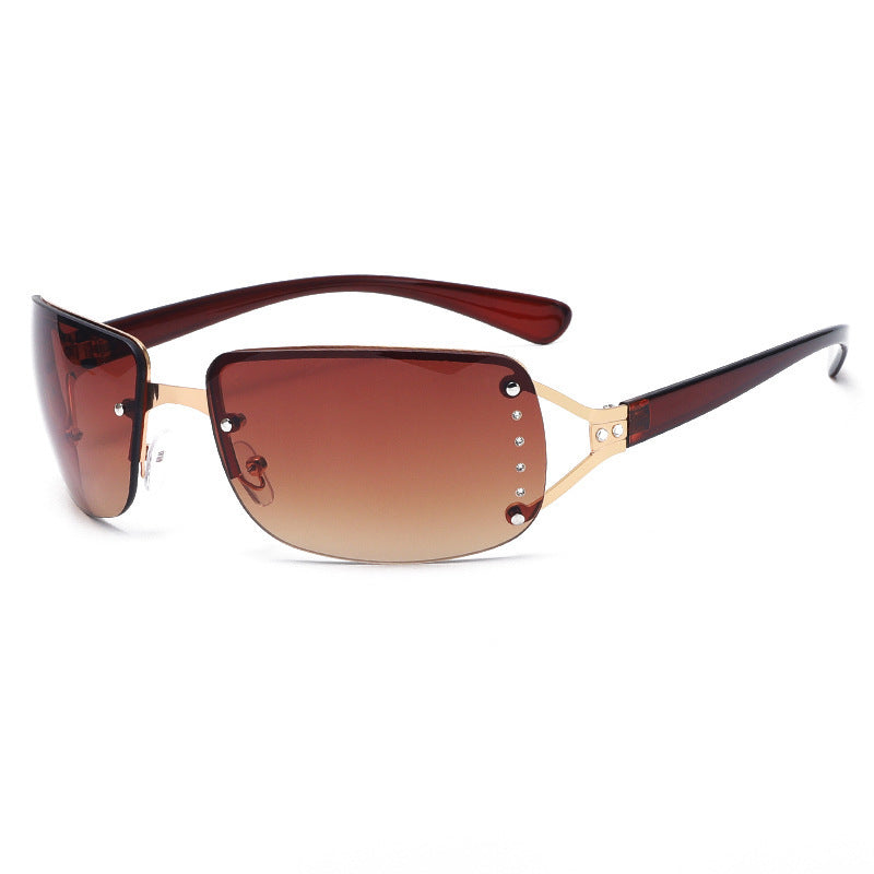 Wholesale Women's diamond-studded rectangular sunglasses