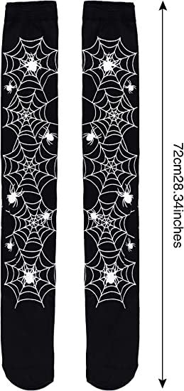 Wholesale Halloween Bat Spider Web Clown Skeleton Skull Over The Knee Socks