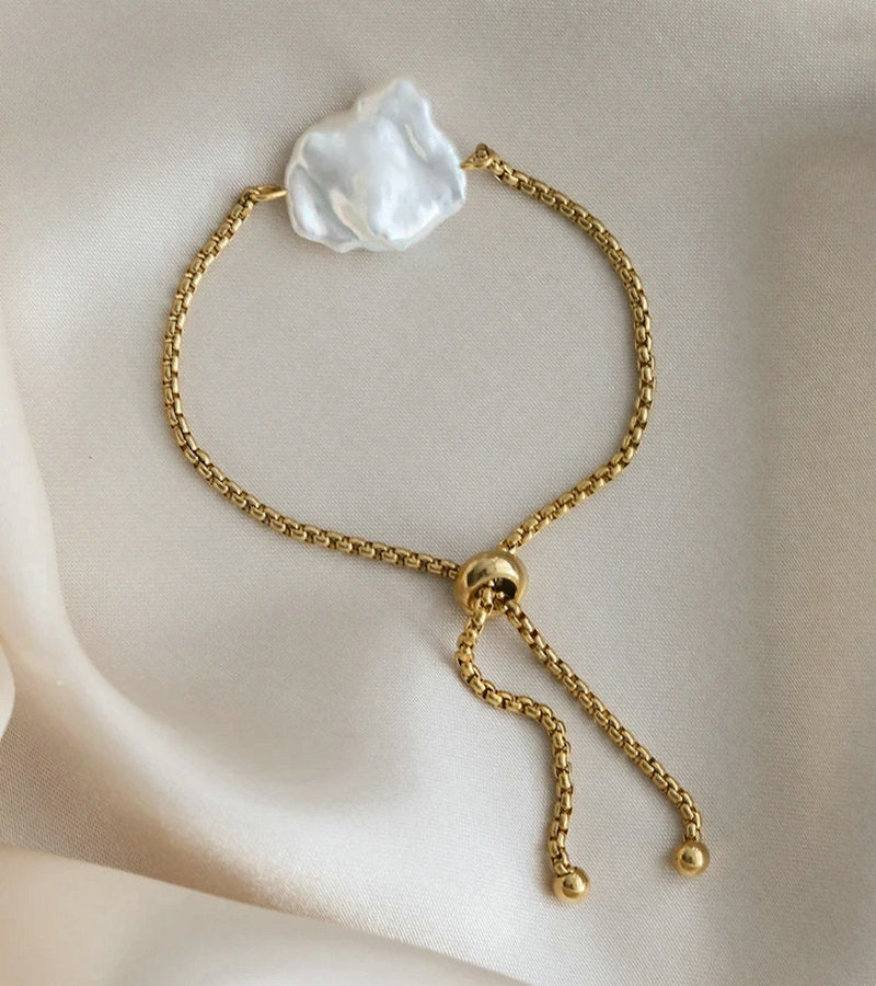 Wholesale 18k Gold-plated Stainless Steel Pearl Bracelet